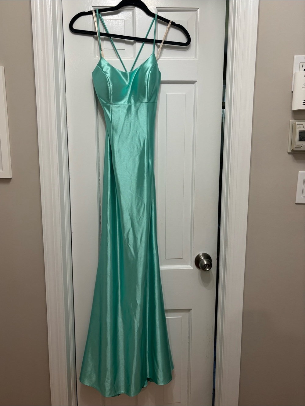 Faviana Teal Satin Prom Gown - Sleeveless Fitted Silhouette
